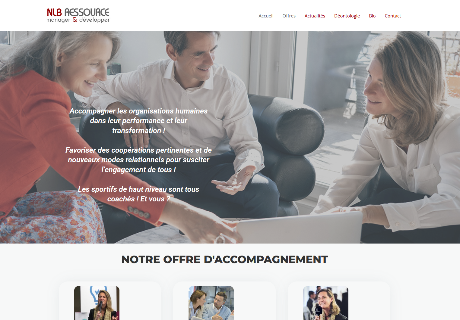 Site web d'une coach en conduite du changement